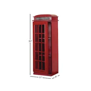 2 Shelf Wood Stationary Red London Telephone Booth Storage Unit