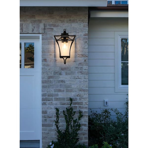 21 in. Black Outdoor Hardwired Wall Sconce with No Bulbs Included