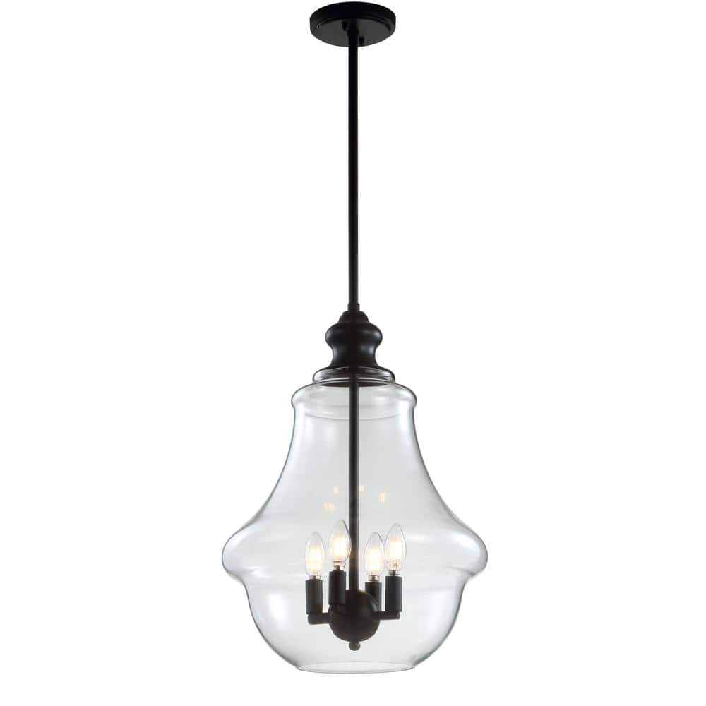 Adam 16" Black Glass and Bronze LED Pendant Light