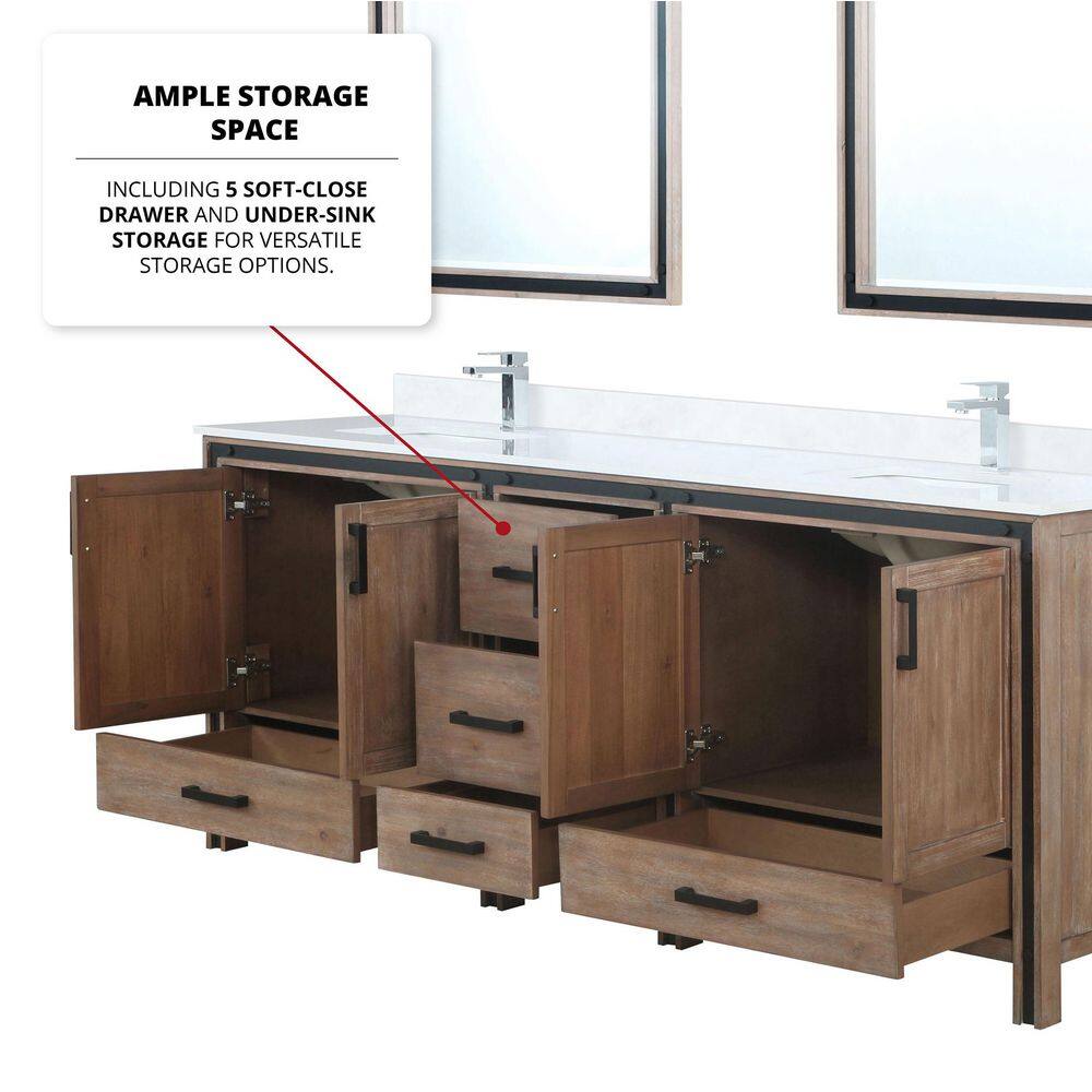 Ziva 84" Rustic Barnwood Double Freestanding Vanity Cabinet