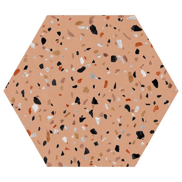 Kallisto Toma Pink 8 in. x 9 in. Hexagon Terrazzo Look Matte Porcelain Floor and Wall Tile (9.9 sq. ft. /Case)