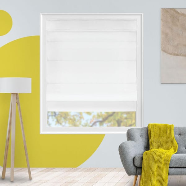 Burton Snow Light Filtering Cordless Polyester Roman Shades 27 in. W x 64 in. L