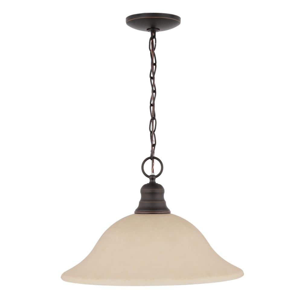 Empire Mahogany Bronze 16" Pendant with Champagne Linen Glass