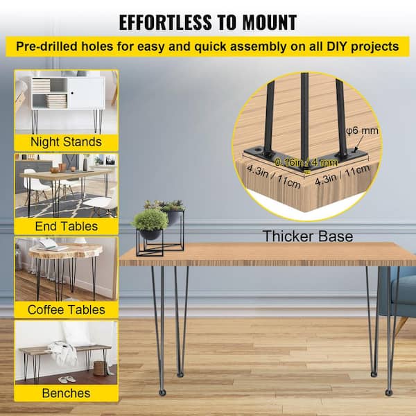 VEVOR Hairpin Table Legs 36 in. Black Set of 4 Desk Legs Each 220 lbs. Load Capacity Heavy Duty Furniture Legs for Bench Desk TZZT4PCS36YC3G001V0 The Home Depot