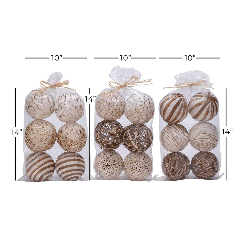 Coastal White and Brown Dried Plant Orbs & Vase Filler Set