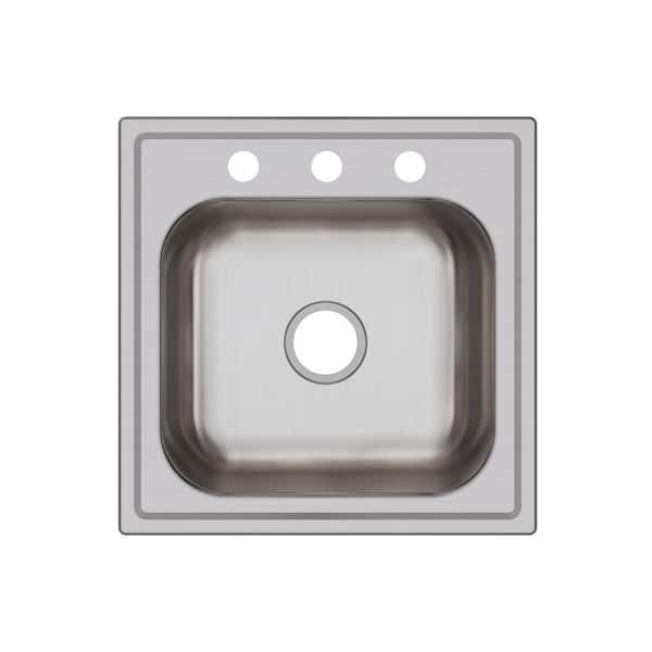 Elkay Dayton 20in. Drop-in 1 Bowl 20 Gauge Premium Highlighted Satin Stainless Steel Sink Only and No Accessories