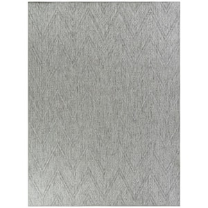 Kava Grey 5 ft. x 7 ft. Chevron Flatweave Indoor/Outdoor Area Rug