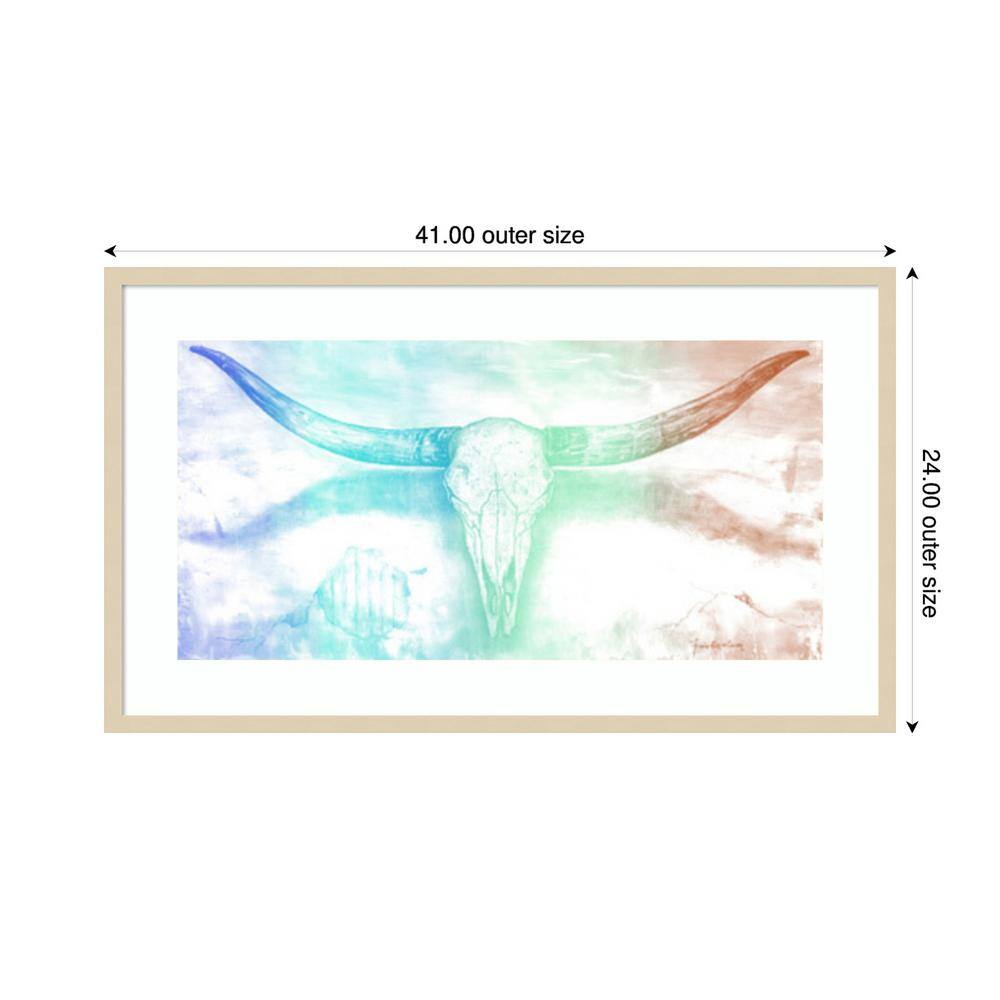 41"x24" Brown Wood Framed Longhorn Skull Abstract Art