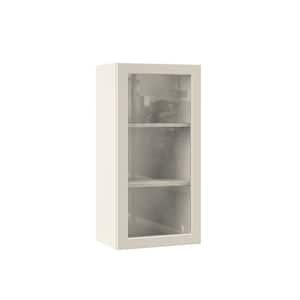 Designer Series Melvern 18 in. W x 12 in. D x 36 in. H Assembled Shaker Wall Kitchen Cabinet in Cloud with Glass Door