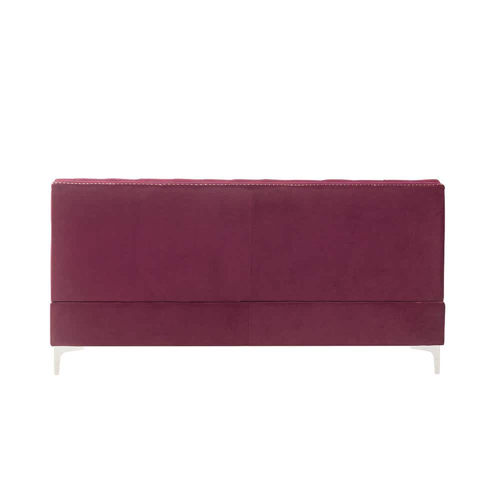 Burgundy Velvet Armless Modular Sofa with Button Tufting