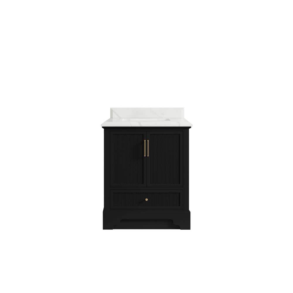 Alys 30 in. W x 22 in. D x 36 in. H Single Sink Bath Vanity Center in Black with 1.5 in. Calacatta Laza Top price history on PriceWatchPro