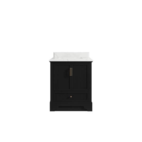 Willow Collections Alys 30 in. W x 22 in. D x 36 in. H Single Sink Bath Vanity Center in Black with 1.5 in. Calacatta Laza Top