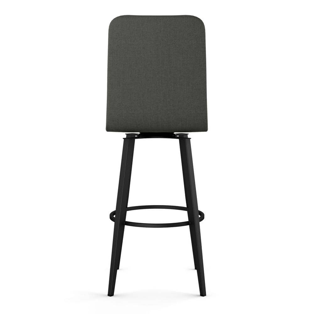 Watson 26" Charcoal Grey Polyester Swivel Counter Stool with Black Metal Frame