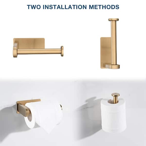 Tileon Wall-Mount Single Post Toilet Paper Holder in Brushed Gold