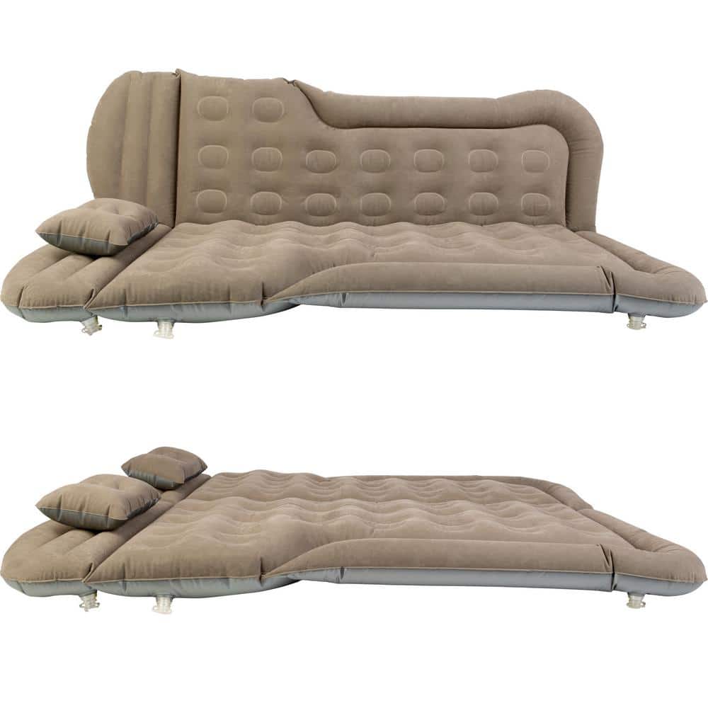 Gray Inflatable Car Air Mattress with Pump and Pillows