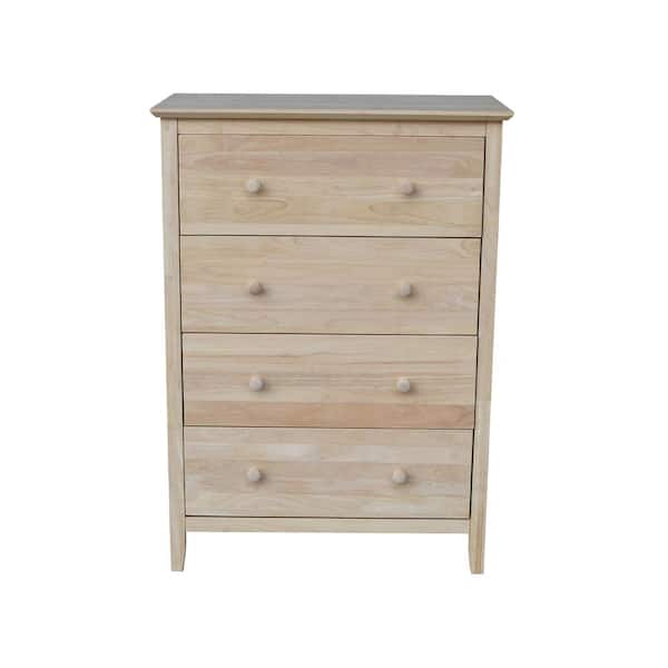 International Concepts Brooklyn 4-Drawer Unfinished Wood Chest of Drawers