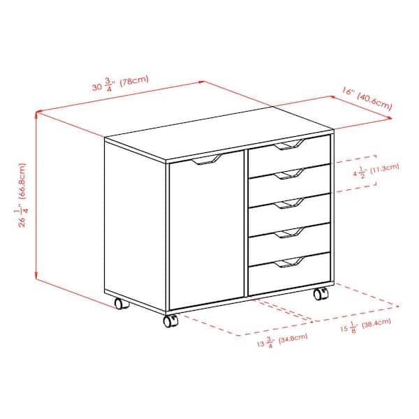 Halifax Black 5-Drawer Mobile Side Cabinet 20630 - The Home Depot