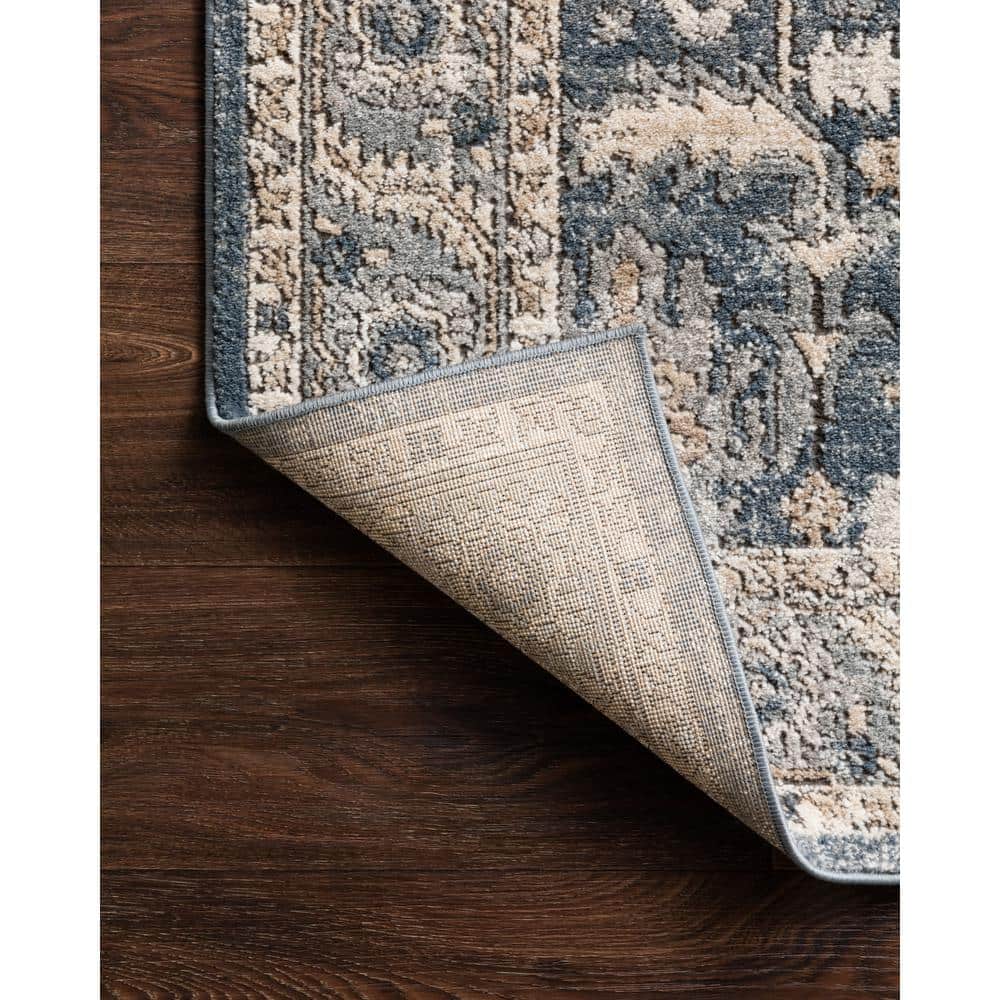 Teagan Denim and Pebble 2'-8" x 4' Stain-Resistant Rug