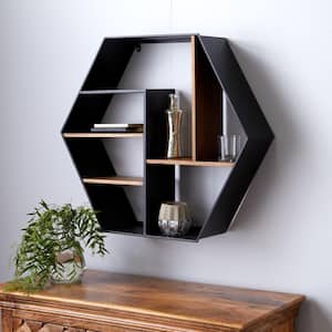 30 in.  x 26 in. Black 5 Shelves Wood Wall Shelf