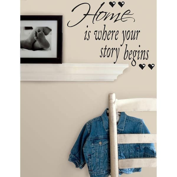 RoomMates 7.35 in. x 26 in. Home is Where Your Story Begins Peel and Stick Quotable Wall Decal