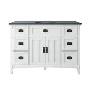 Artisan 48 in. W Bath Vanity in White with Vanity Top in Natural Black with White Basin