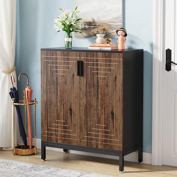 Lauren Brown 38 in. H Shoe Storage Cabinet with Doors, 20-Pairs Entryway Shoe Racks 5-tier Storage Organizer for Closet