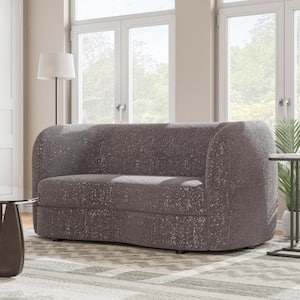 Julia 63.75 in. Gray Boucle Polyester Fabric 2-Seater Modern Curved Loveseat With Pocket Coil Cushions