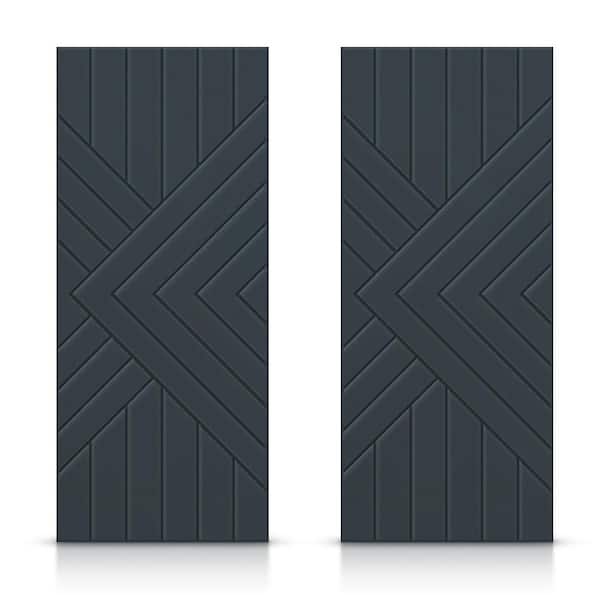 CALHOME 72 in. x 96 in. Hollow Core Charcoal Gray Painted Composite MDF Interior Double Closet Sliding Doors