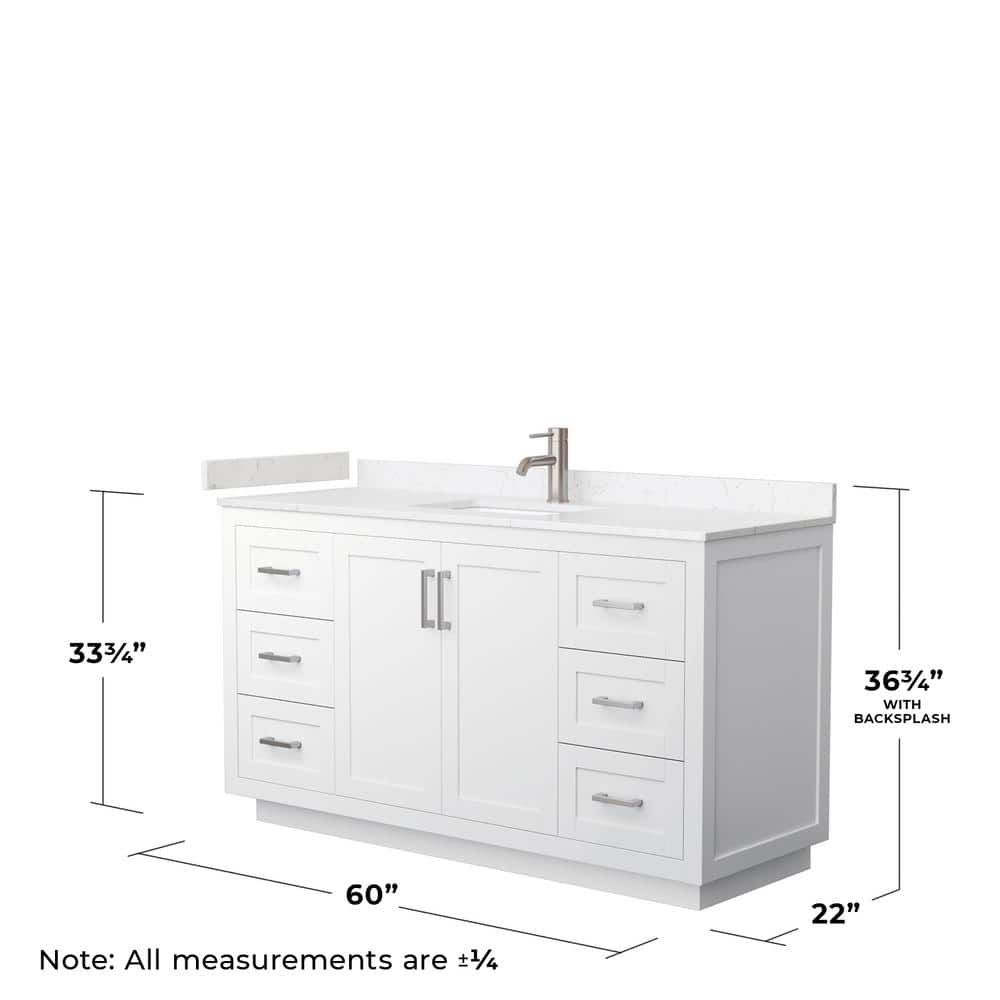 Miranda 60" White Freestanding Single Bathroom Vanity with Cultured Marble Top