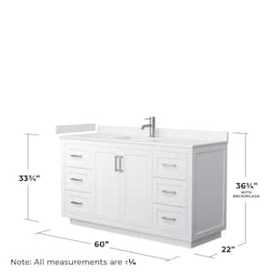 Miranda 60 in. W Single Bath Vanity in White with Cultured Marble Vanity Top in Light-Vein Carrara with White Basin