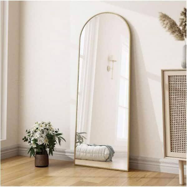 Black Frame 18 in. W x 58 in. H Arched Metal Full Length Mirror