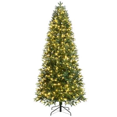 8 ft. Pre-Lit Artificial Christmas Tree, Realistic Hinged Xmas Tree