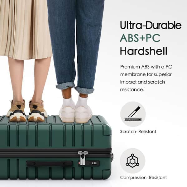 HONGGE 3-Piece Dark Green Luggage Sets Hard Shell Luggage Sets