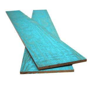 Thermo-treated 1/4 in. x 5 in. x 4 ft. Tiffany Blue Barn Wood Wall Planks (10 sq. ft. per 6-Pack)