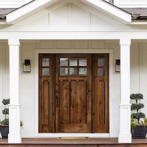 64in. x 80in. Craftsman Alder Provincial Stain Right-Hand 10-Lite Clear Wood with DS Single Prehung Front Door/Sidelites
