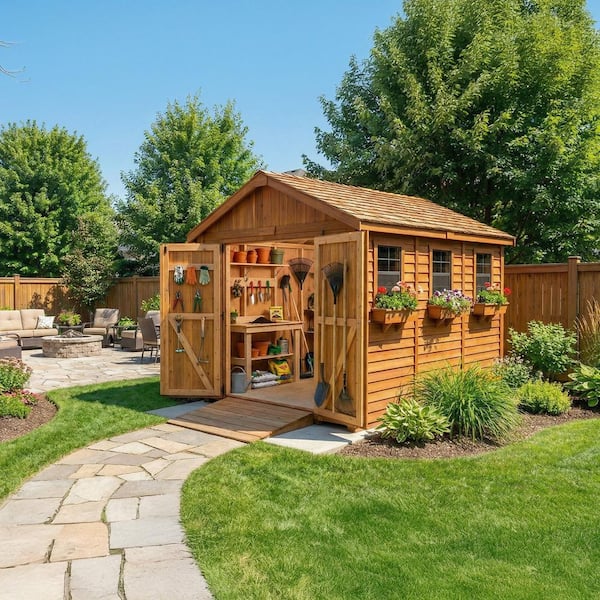 Spacemaster 8 ft. x 12 ft. Western Red Cedar Storage Shed