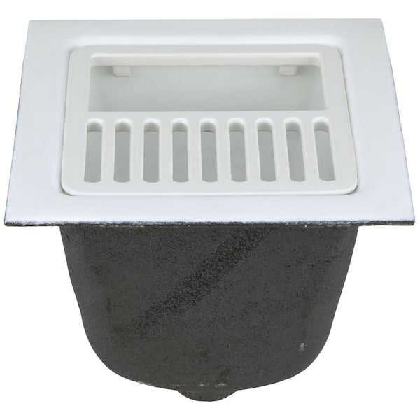 Zurn 12 in. x 12 in. Acid Resisting Enamel Coated Floor Sink with 2 in. No-Hub Connection and 8 in. Sump Depth