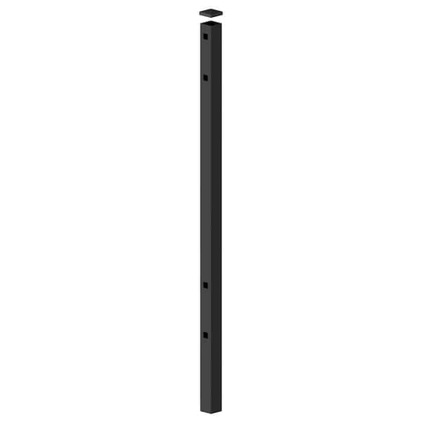 Barrette Outdoor Living 2 in. x 2 in. x 70 in. Black Aluminum End Fence Post