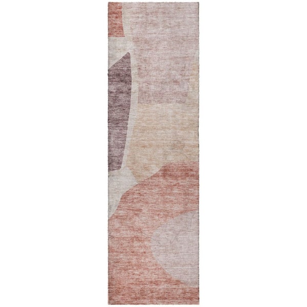 Dream Shag Premium Machine Washable Abstract ADS665 Blush 2 ft. x 7 ft. Runner Rug