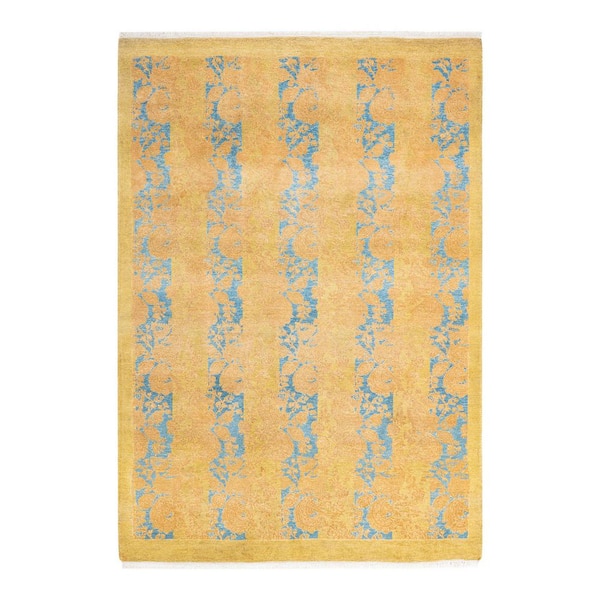 Mogul Green 4 x 6 Oriental Wool Indoor Area Rug