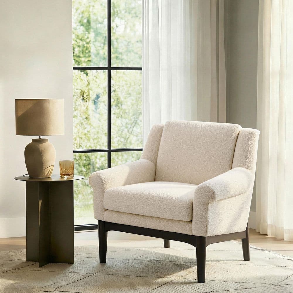 Beige Boucle Upholstery Accent Arm Chair with Flared Arms price history on PriceWatchPro
