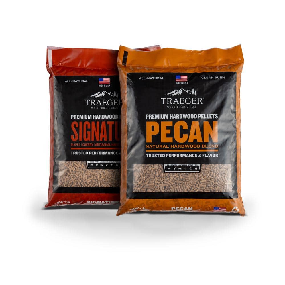 Traeger 20lb Signature Blend and 20lb Pecan AllNatural Wood Grilling