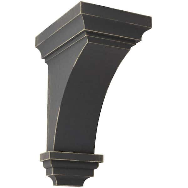 Ekena Millwork 5 in. x 10 in. x 5-3/4 in. Black Medium Jefferson Wood Vintage Decor Corbel