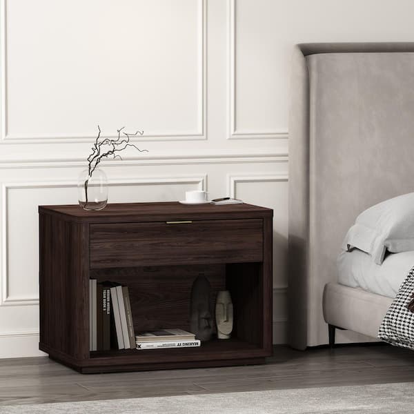 Evelyn Modern Brown 1-Full Extension Drawer 32 in. W Nightstand