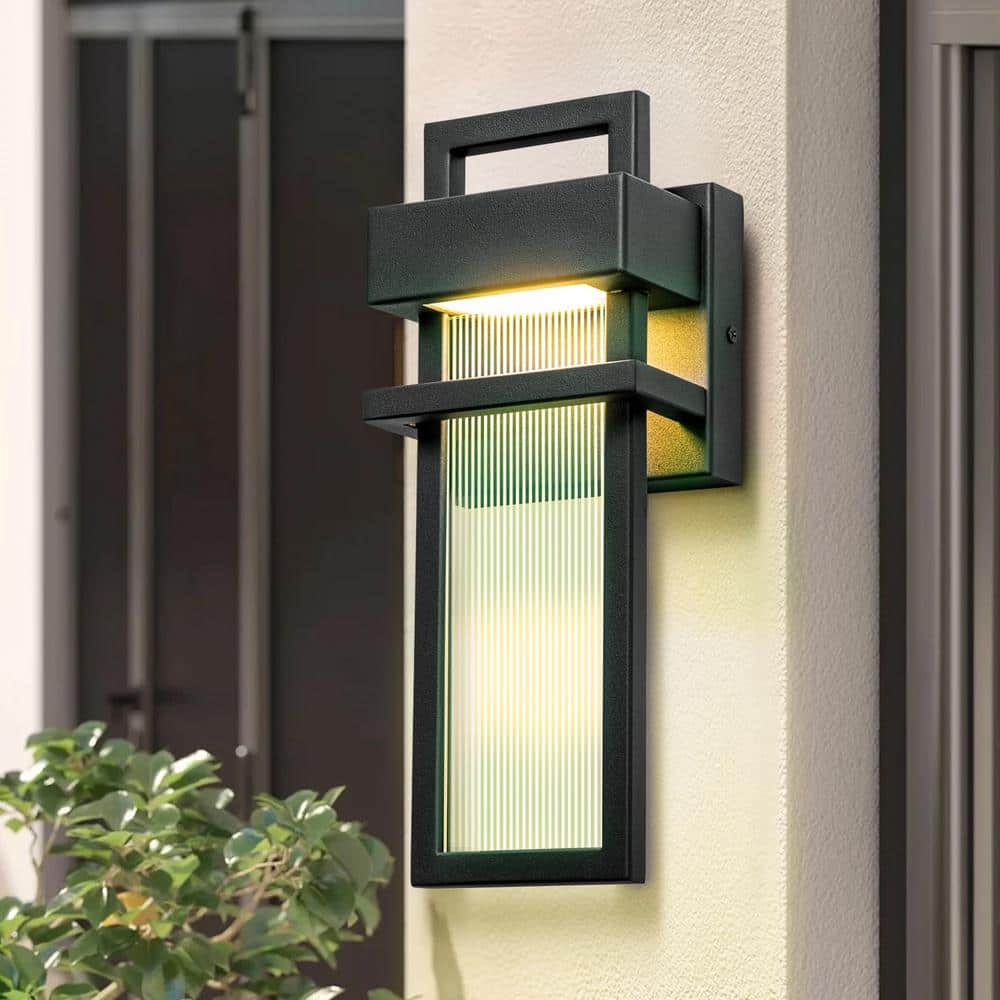 RRTYO Kohls Matte Black Modern Lighting Outdoor LED Wall Lantern