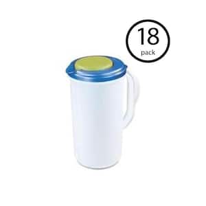 2 Qt. , 64 fl. oz. Clear Plastic Flip Top Pour Pitcher with Lid (18-Pack)