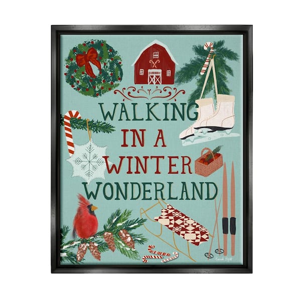 Stupell Industries Winter Wonderland Phrase by Hannah Byatt 1 Piece Floater Frame Graphic Print Animal Poster Art Print 21 in. x 17 in.