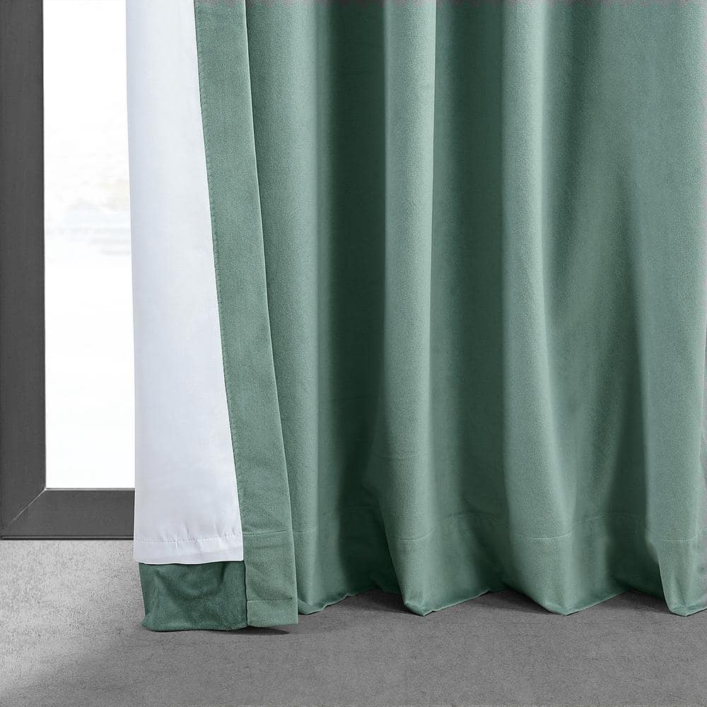 Aqua Mist Velvet Blackout 84-Inch Window Curtain Panel