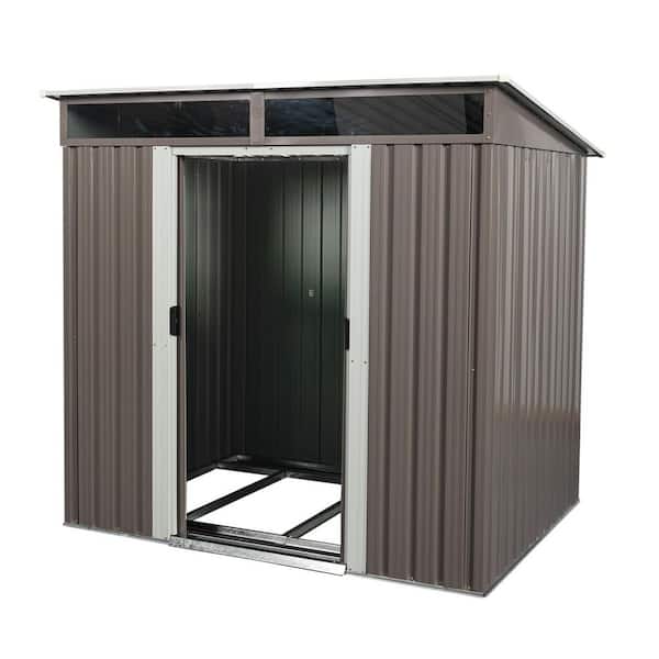 6.4 ft. W x 4.9 ft. D Outdoor Metal Storage Shed with Transparent plate Grey (27 sq. ft.)