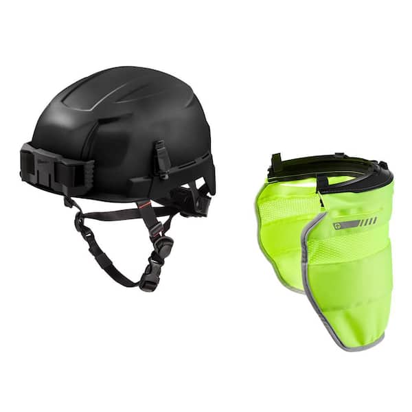 Milwaukee BOLT Black Type 2 Class E Non-Vented Safety Helmet W/BOLT Yellow High Visibility Mesh Sunshade with 50+UPF UV Protection